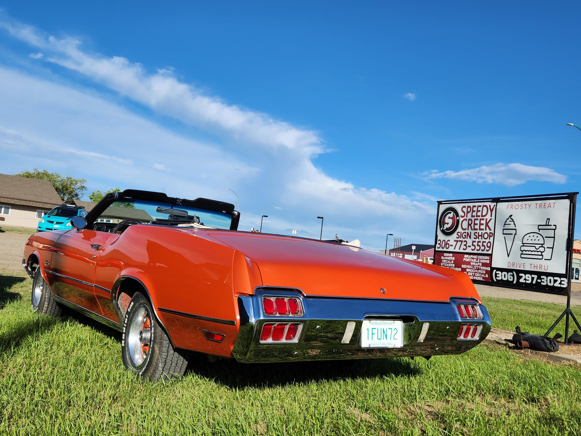 Chrome, cream, and a valve cover racing scene in Shaunavon